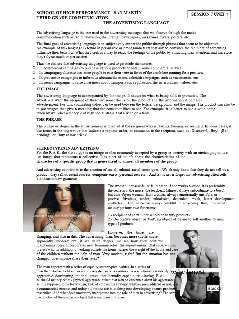 Understanding Advertising Language and Stereotypes | PDF | Advertising ...