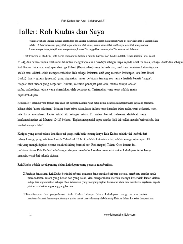 Peran Roh Kudus dalam Kehidupan Kristen | PDF