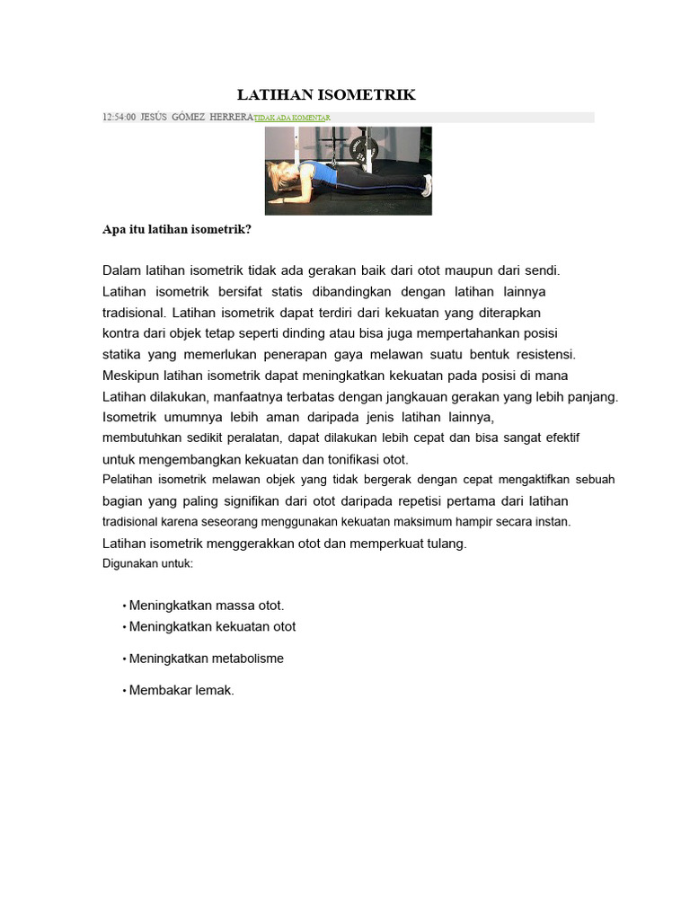 Manfaat dan Teknik Latihan Isometrik | PDF