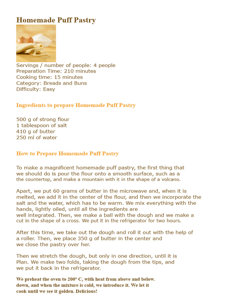 Easy Homemade Puff Pastry Recipe | PDF | Dough | Foods