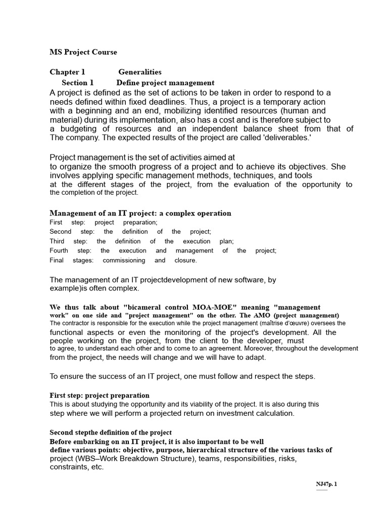 MS Project Course: IT Project Management | PDF | Project Management ...