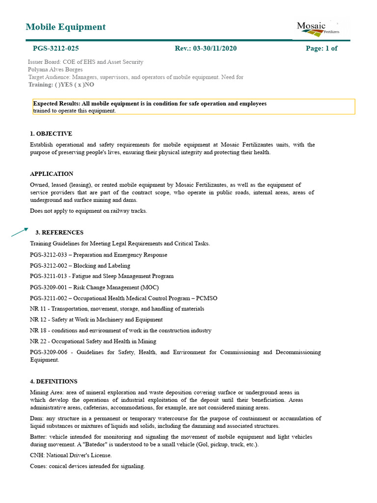 Mobile Equipment Safety Guidelines | PDF | Occupational Safety And ...