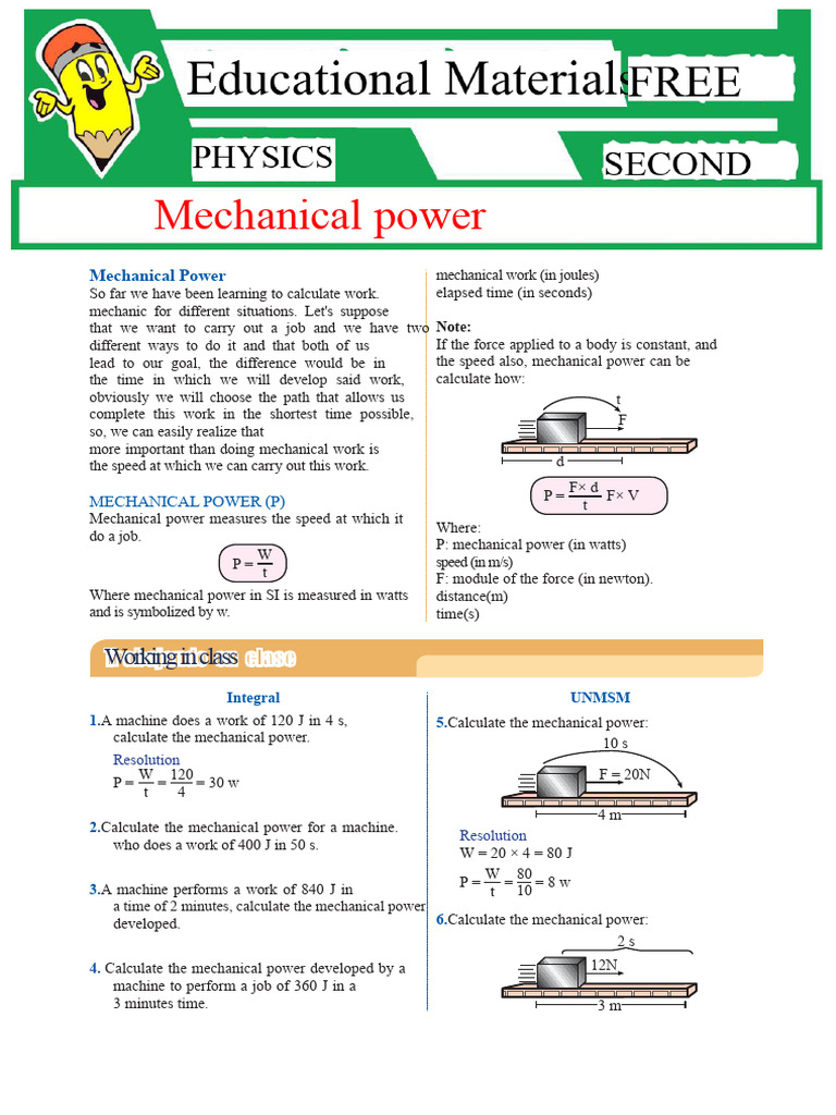 Understanding Mechanical Power Calculations | PDF | Power (Physics ...