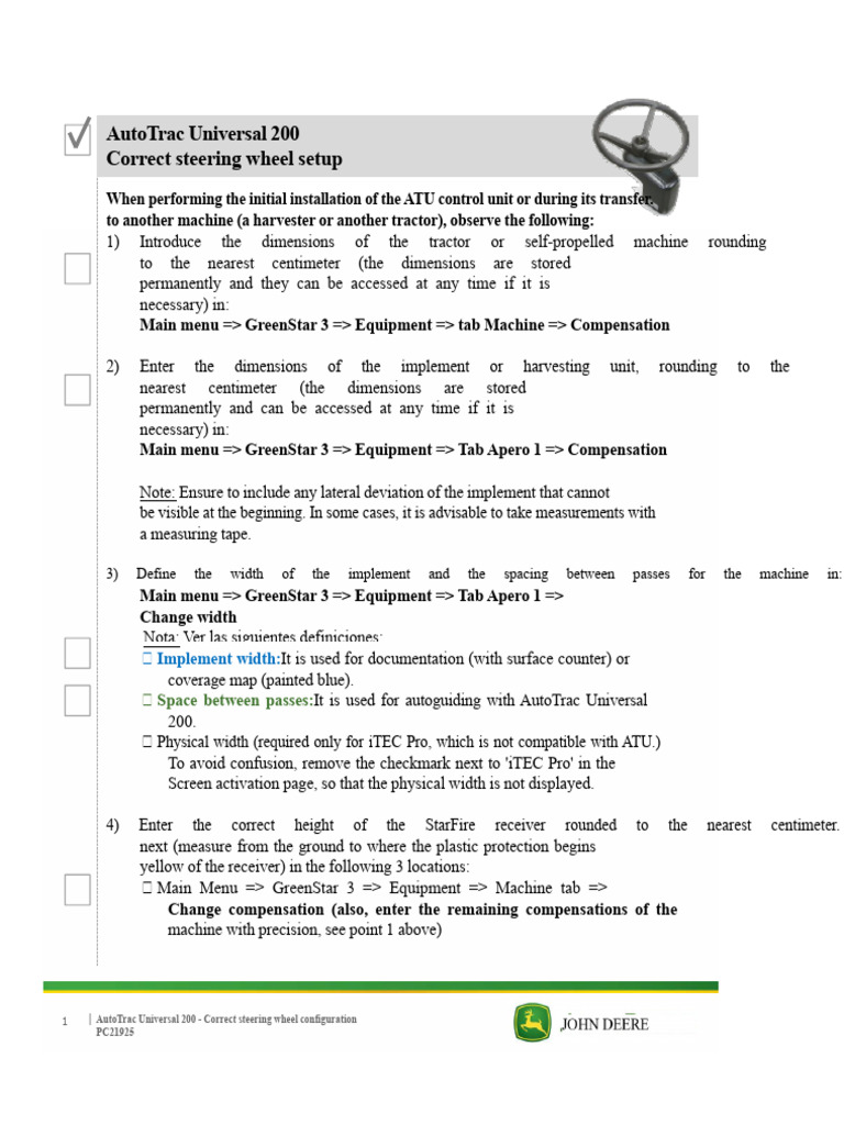 AutoTrac Universal 200 Setup Guide | PDF | Tractor | Vehicles