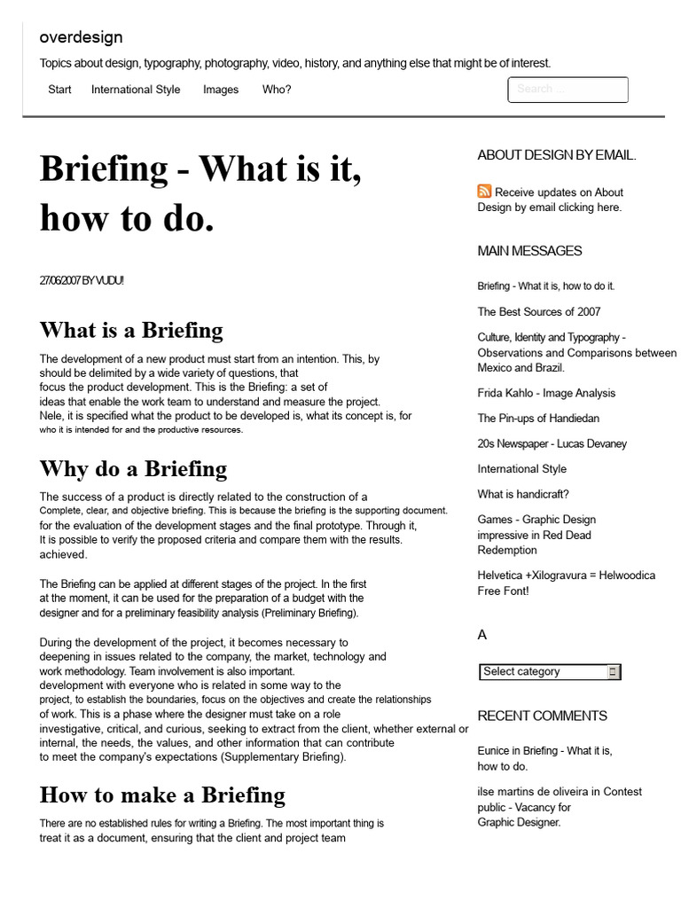 Briefing - What It Is, How To Do It | PDF | Design