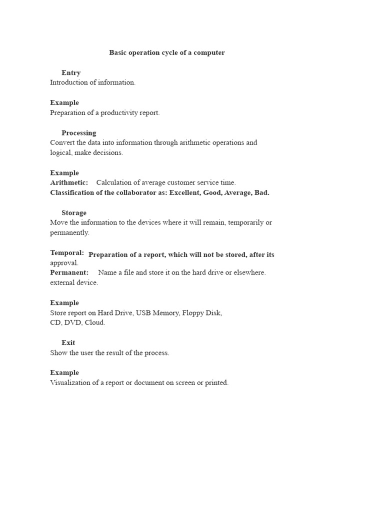 Basic Cycle of The Computer and Types of Data | PDF