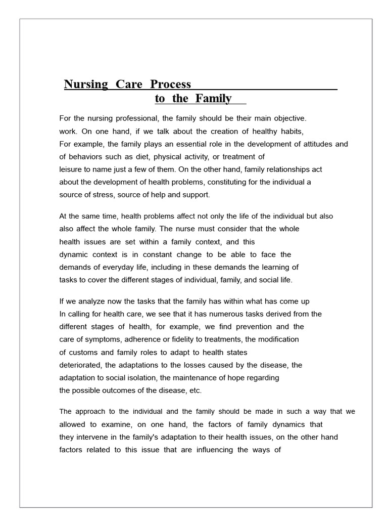 Nursing Care Process For The Family | PDF | Nonverbal Communication