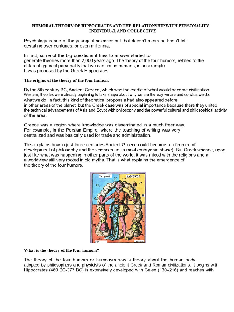 Hippocrates' Humoral Theory Explained | PDF