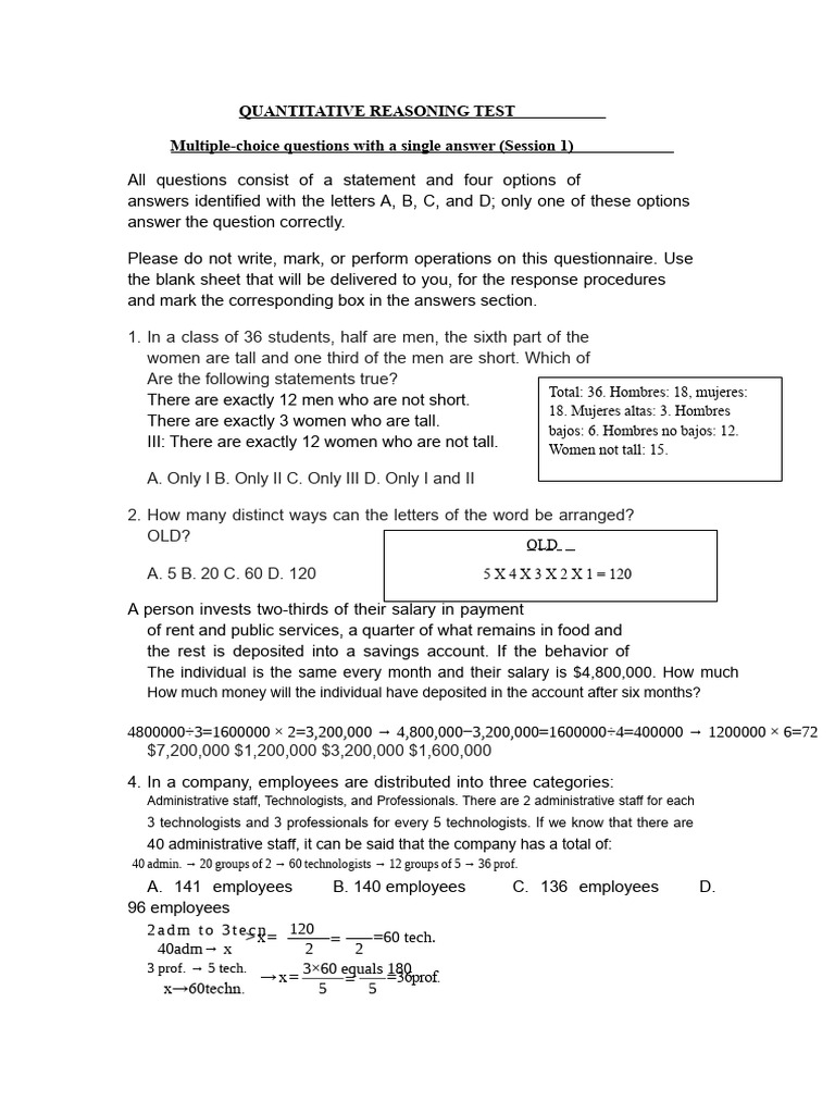 Quantitative Reasoning Test Questions | PDF | Multiple Choice