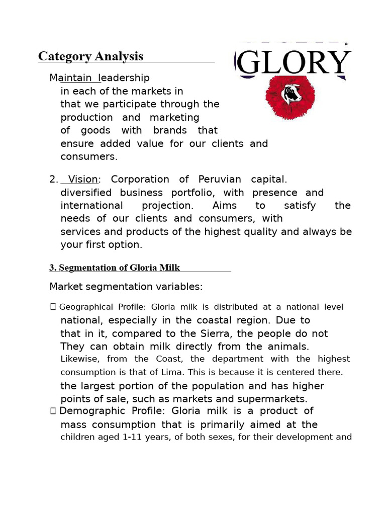 Gloria Milk Market Segmentation Analysis | PDF | Milk | Fruit Preserves
