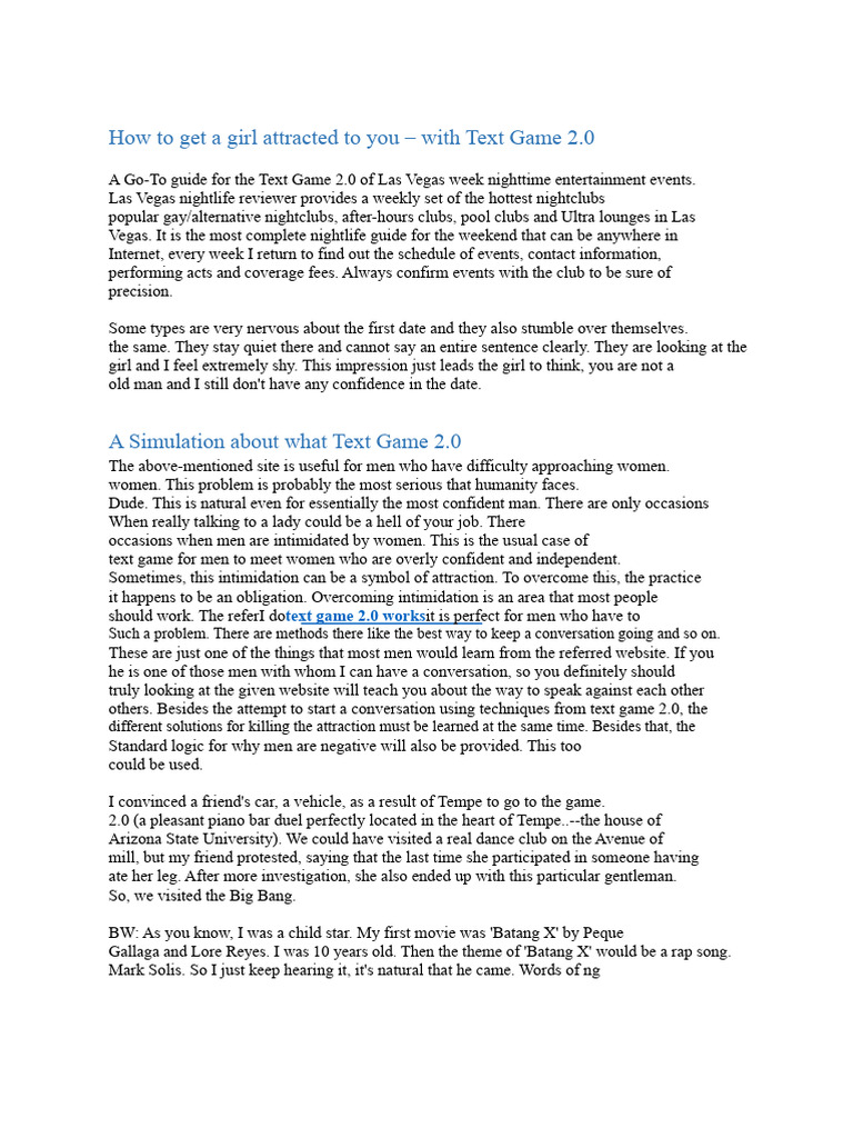 Text Game 2.0 Really Works | PDF
