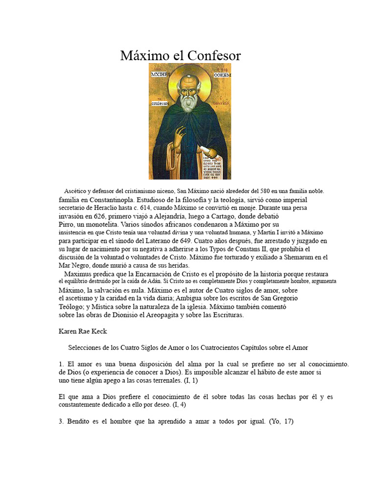 San Máximo el Confesor: Amor y Teología | PDF | Amor | Teología