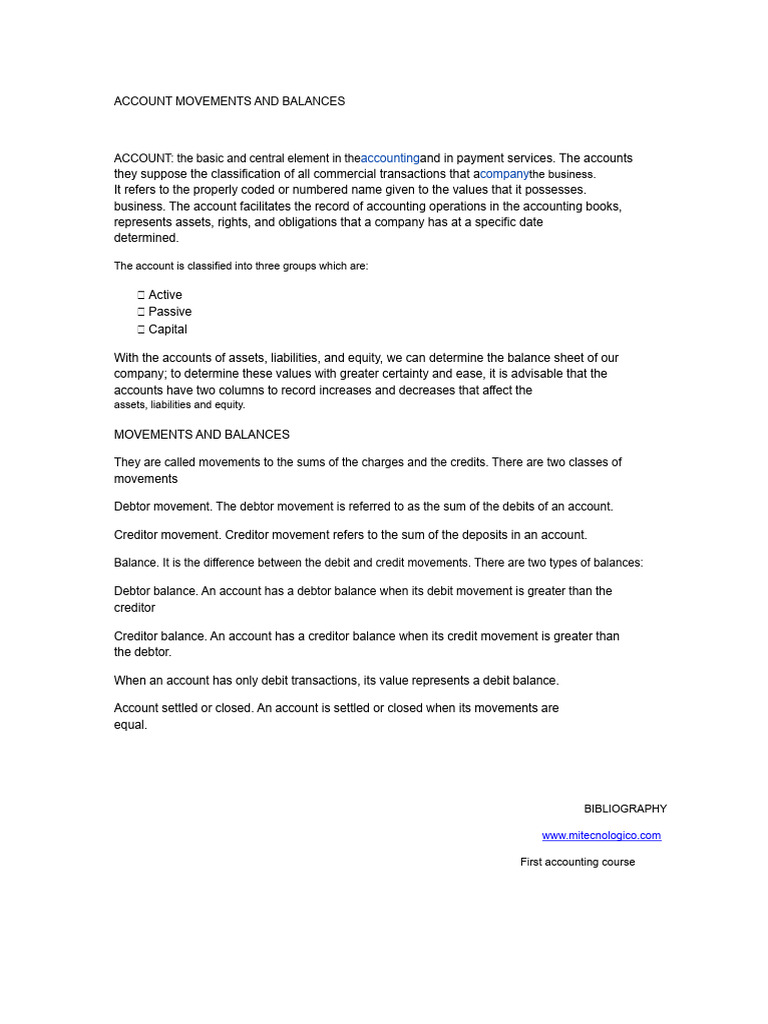 Understanding Account Movements & Balances | PDF