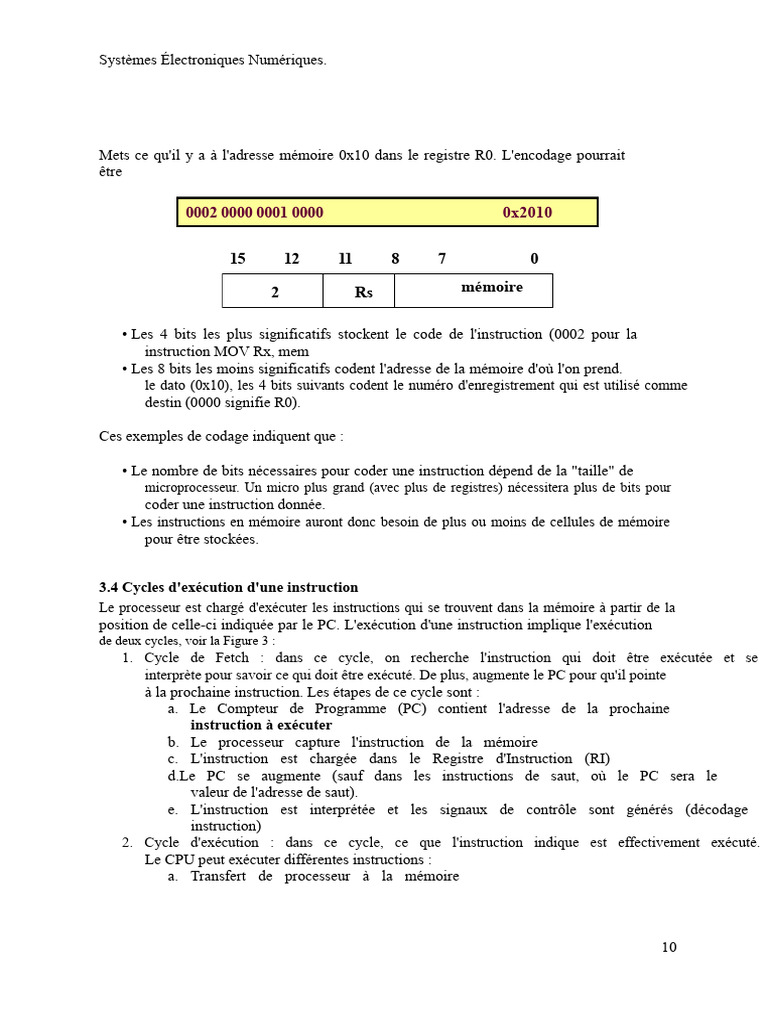Exécution des Instructions en Systèmes Numériques | PDF | Programme ...