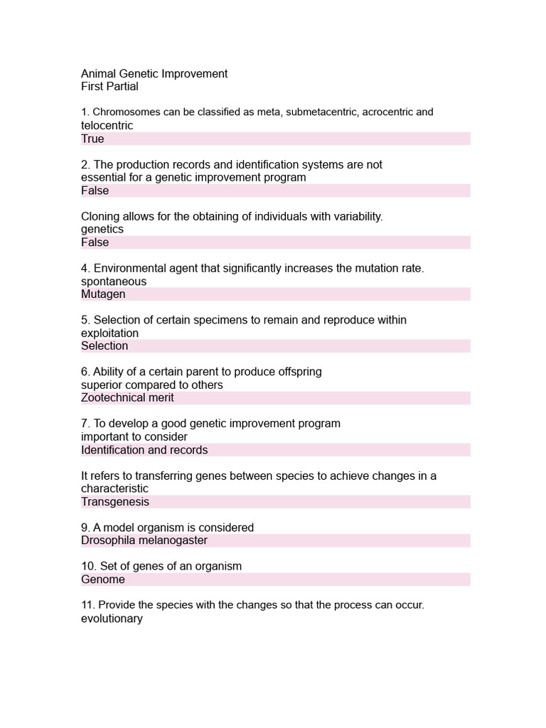Animal Genetic Improvement Concepts | PDF | Genetics | Dominance (Genetics)