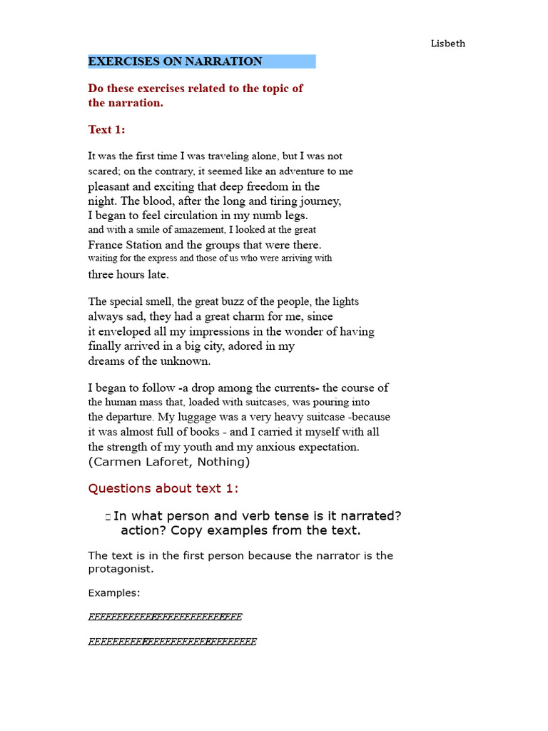 Exercises On Narration | PDF