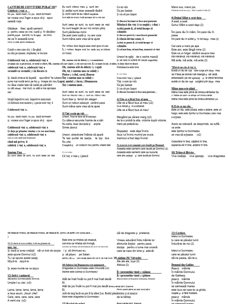 Versuri Cântece de Animare | PDF