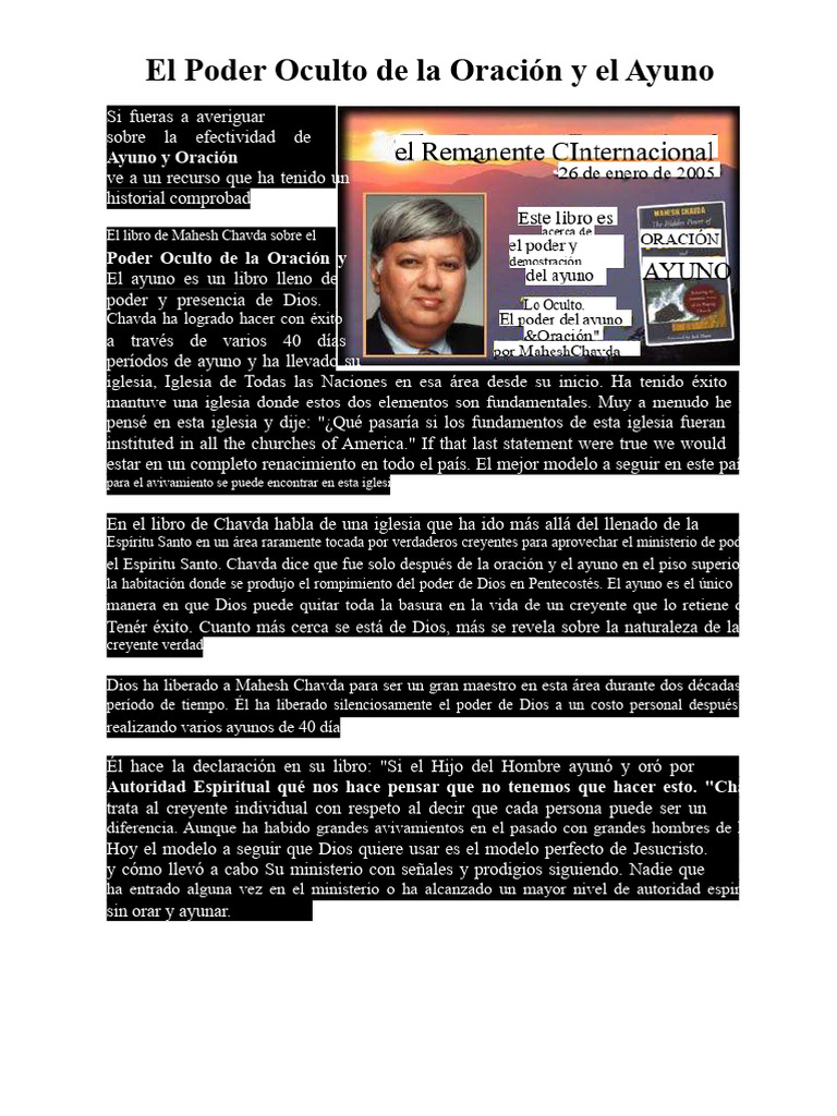 El Poder Oculto de La Oración y El Ayuno | PDF | Oración | Dios