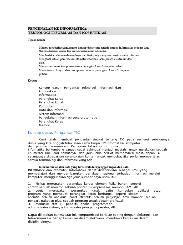 Ringkasan Dasar Dasar Informatika Pdf