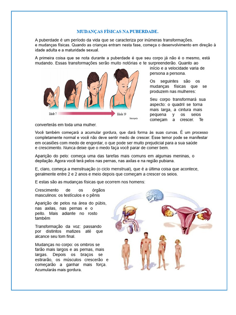 Mudanças Físicas na Puberdade | PDF | Puberdade | Adolescência