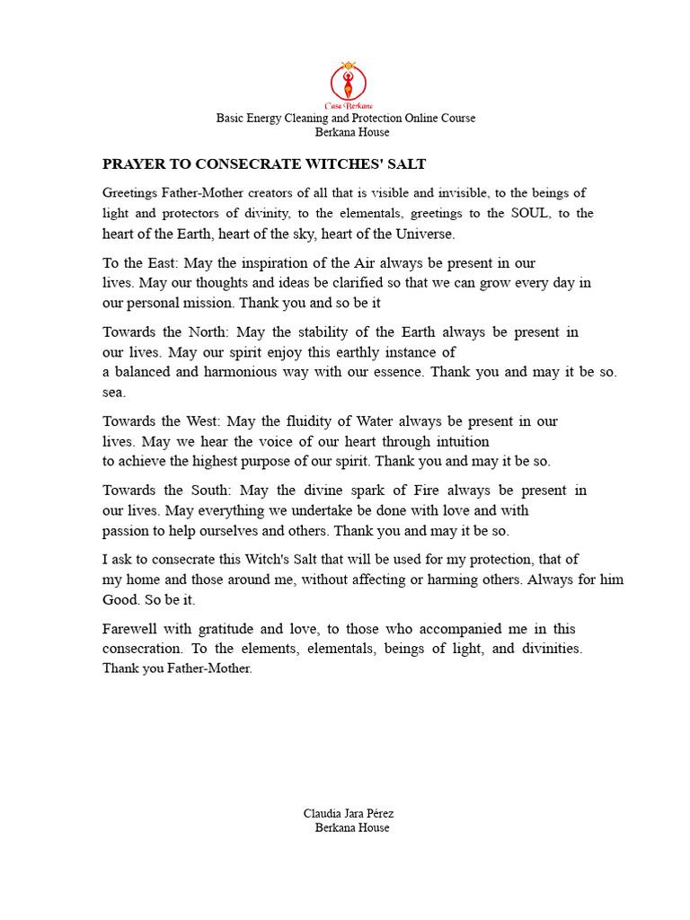 Consecration Prayer for Witches' Salt | PDF