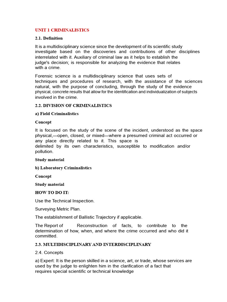 Overview of Criminalistics Principles | PDF | Forensic Science | Science