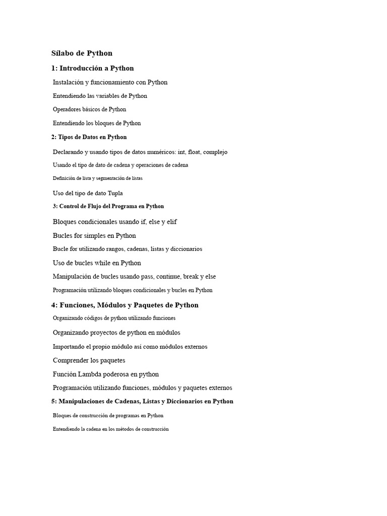 Plan de Estudios de Python | PDF | Python (lenguaje de programación ...