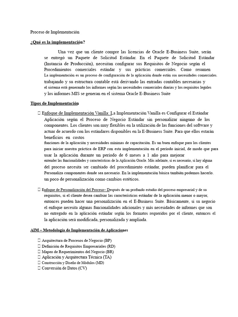 Guía de Implementación de Oracle EBS | PDF | Software | Procesos de negocio