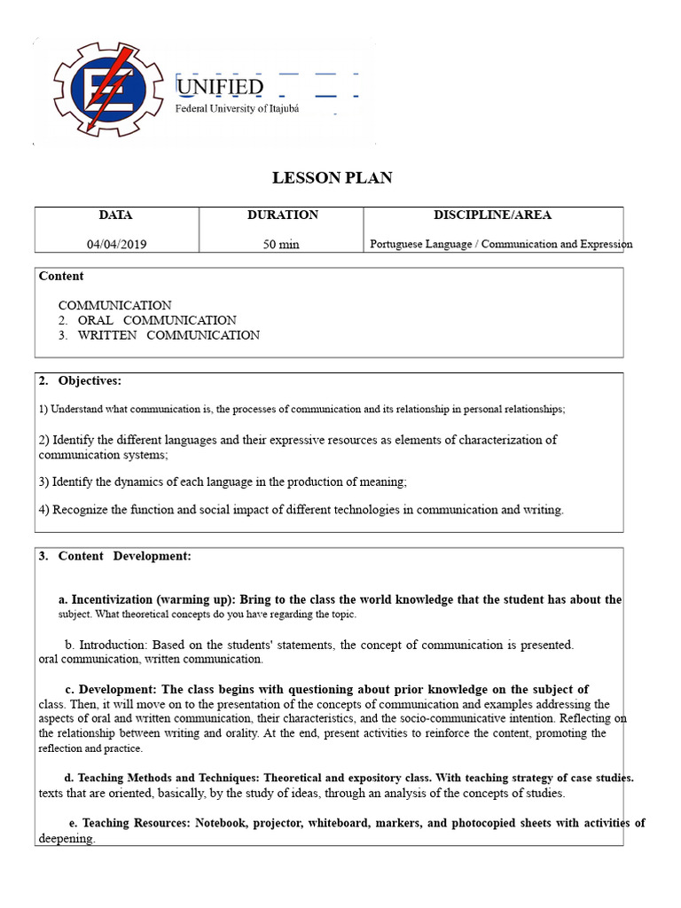 Lesson Plan Communication | PDF