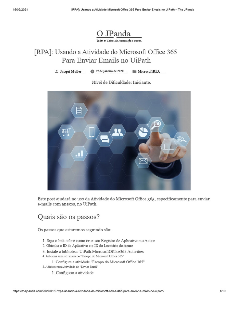 (RPA) - Usando A Atividade Do Microsoft Office 365 para Enviar E-Mails ...