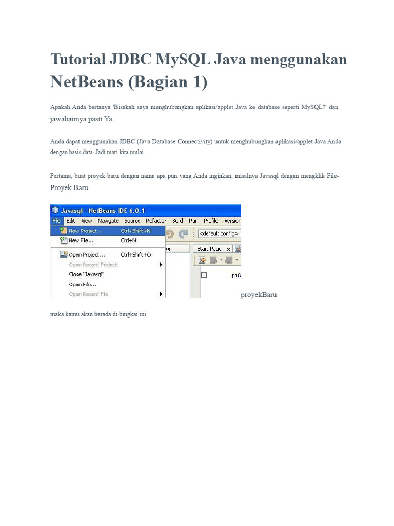 Tutorial JDBC MySQL di NetBeans | PDF