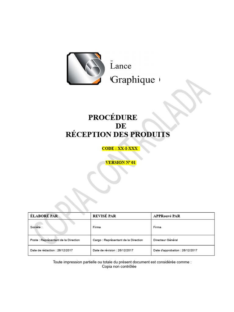 Procédure de Réception des Produits | PDF