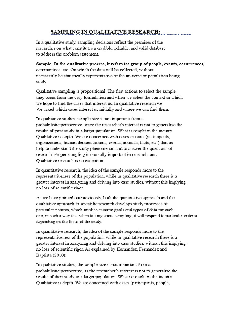 Qualitative Research Sampling Explained | PDF | Qualitative Research ...