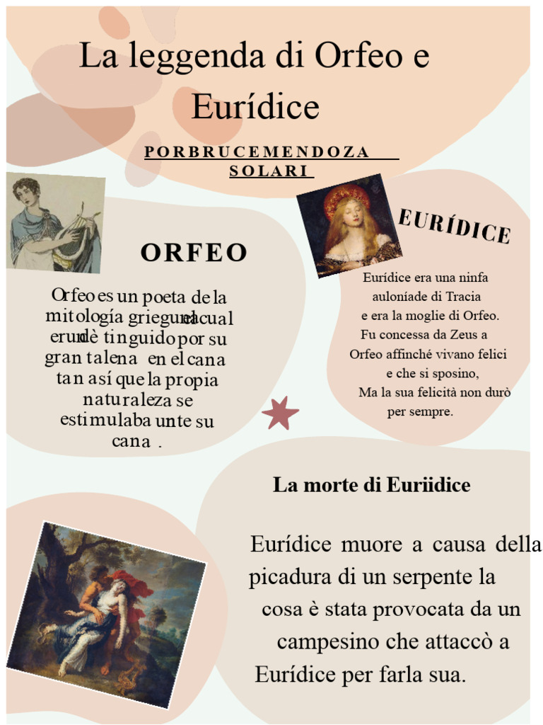La Leggenda Di Orfeo Ed Euridice. | PDF