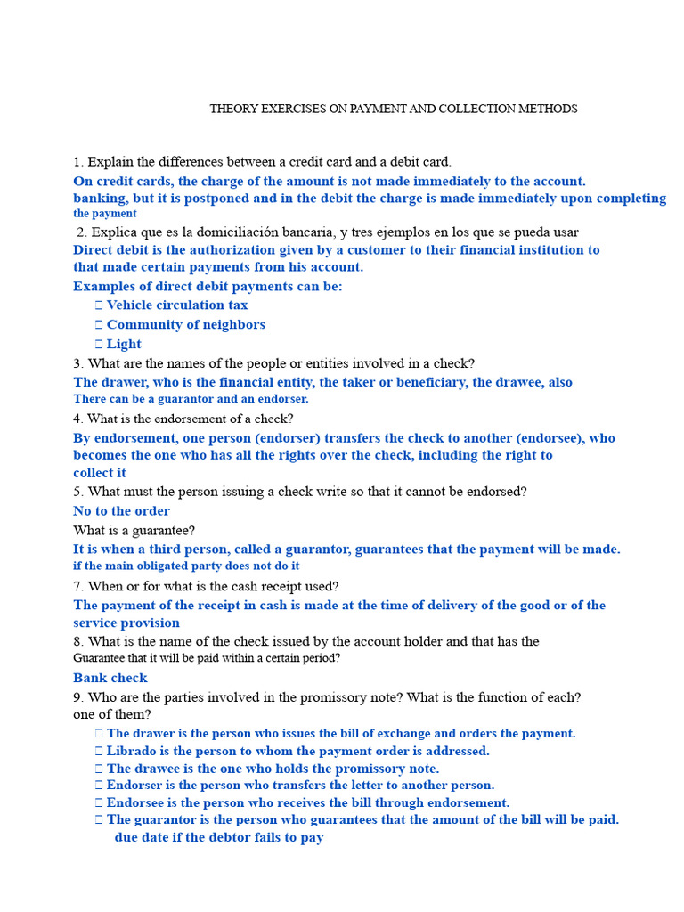 Payment and Collection Methods Explained | PDF | Negotiable Instrument ...