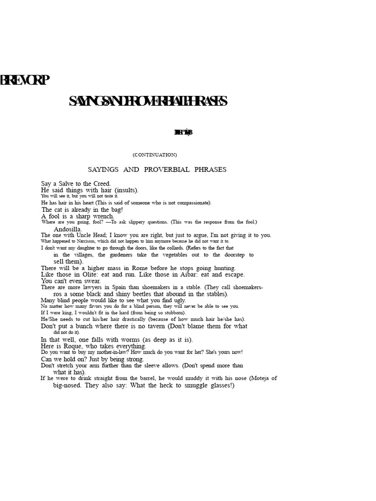 Spanish Sayings and Proverbs Collection | PDF