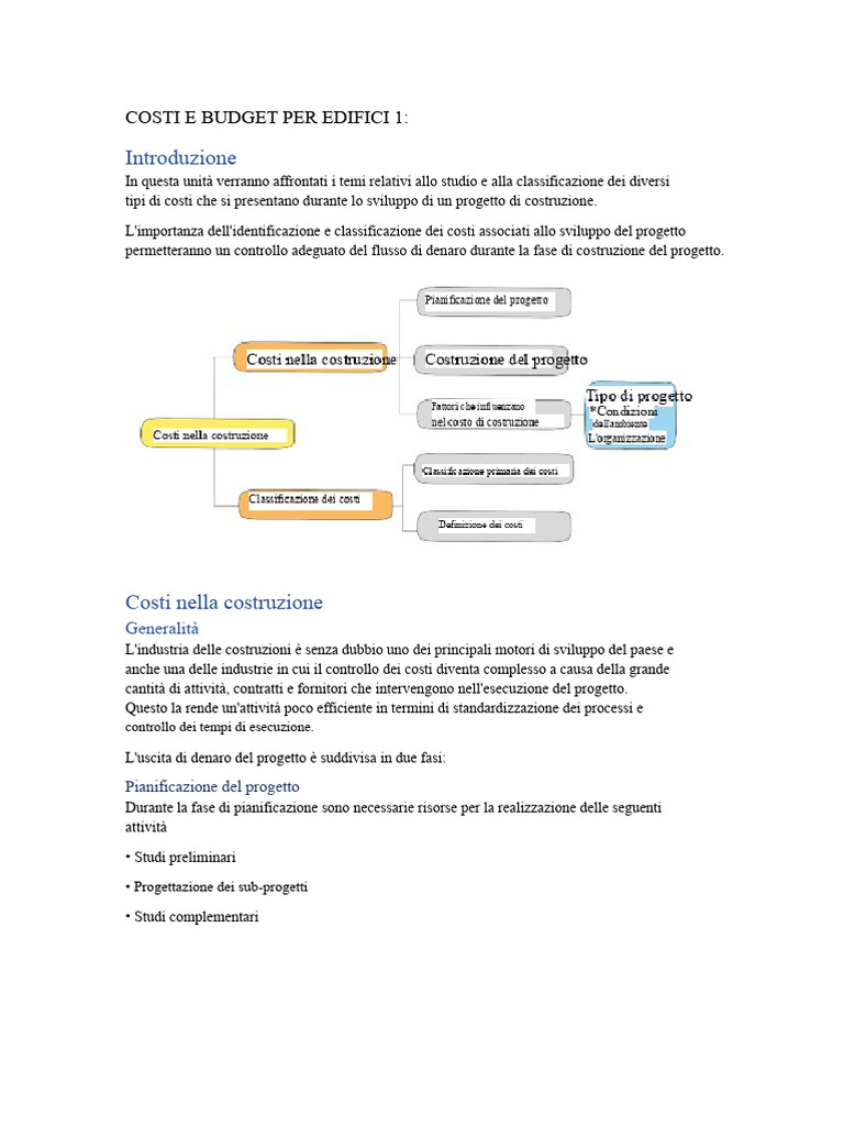 Costi e Budget Per Edifici 1 | PDF