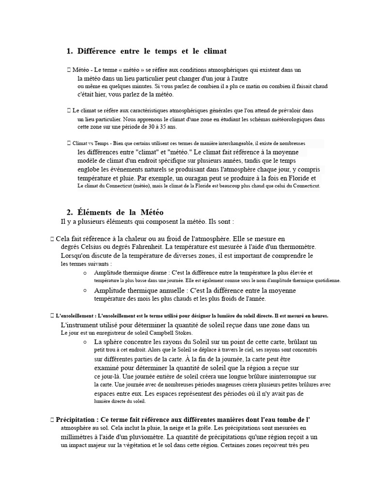 Différences entre temps et climat | PDF | Nuage | Climat