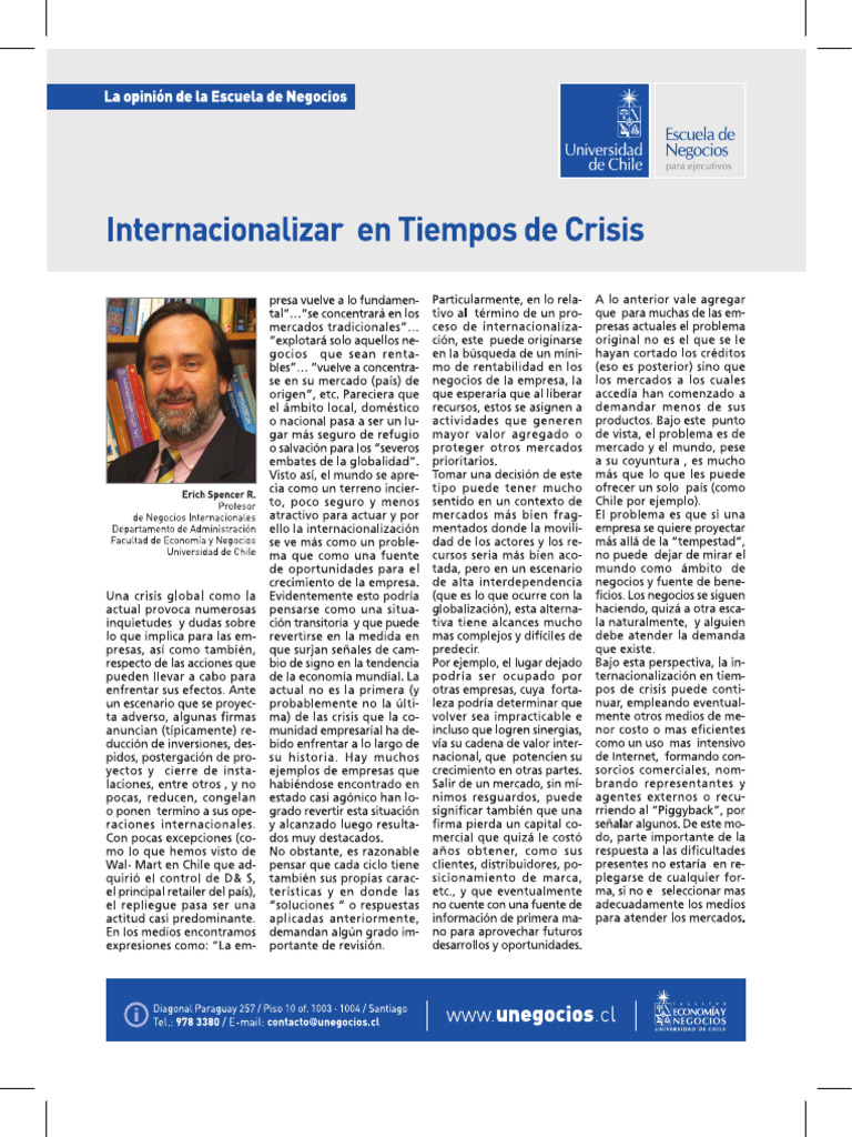 Internacionalizacion en Tiempos de Crisis | PDF