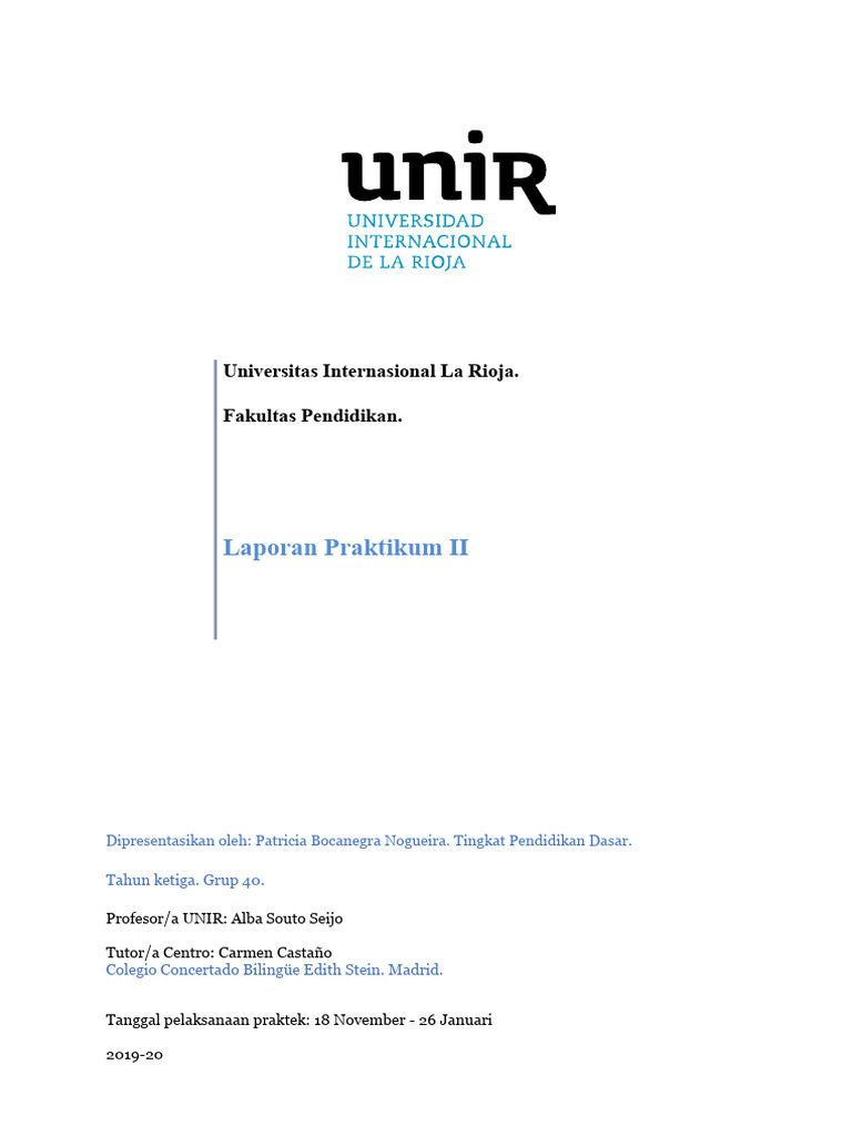 Laporan Praktikum Pendidikan di UNIR | PDF