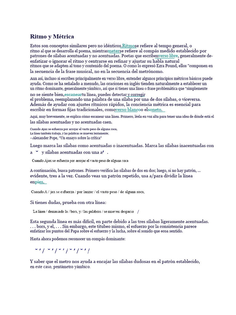 Ritmo y Métrica en Poesía | PDF | Poesía | Ritmo