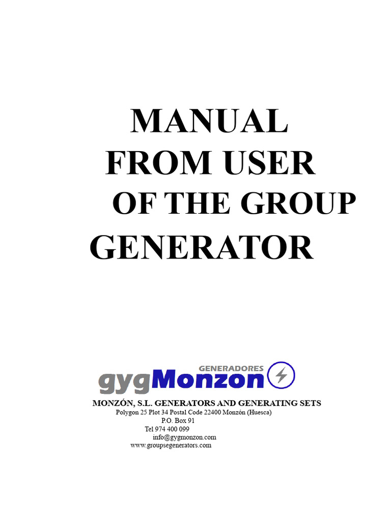 Monzón Generator Set User Manual | PDF | Engines | Electric Motor