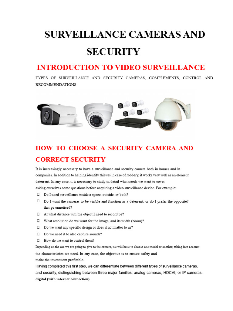 Surveillance and Security Cameras | PDF | Field Of View | Cable Television