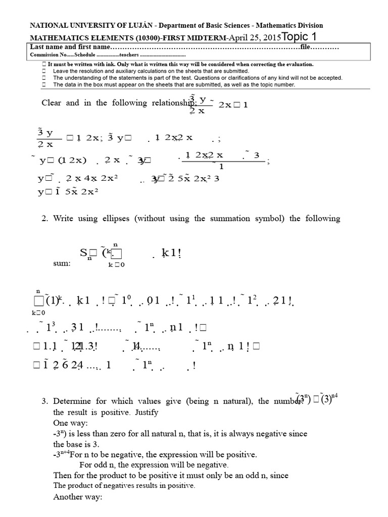 Elements of Mathematics UNLU | PDF | Mathematics | Summation