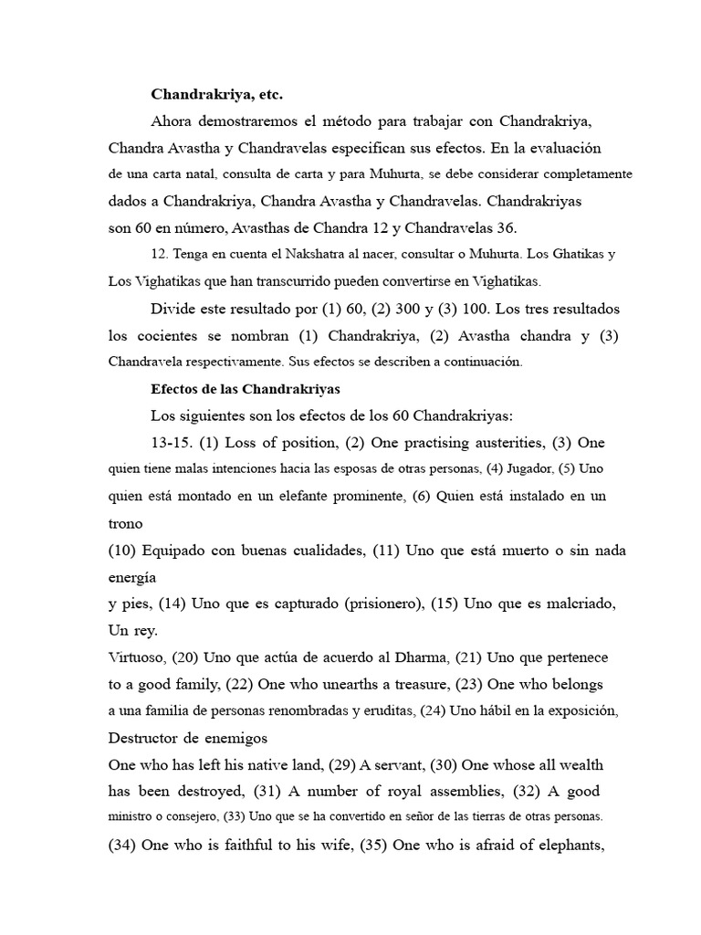 Efectos de Chandrakriya y Avastha Lunar | PDF | Horóscopo | Adivinación