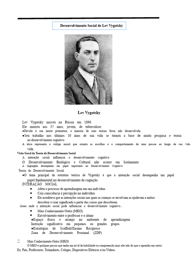 Teoria do Desenvolvimento Social de Vygotsky | PDF | Aprendizado ...
