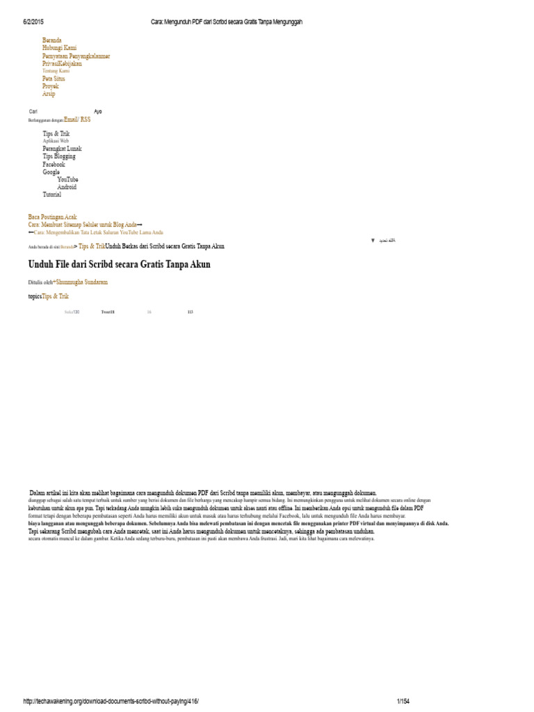 Unduh PDF Scribd Gratis Tanpa Akun | PDF