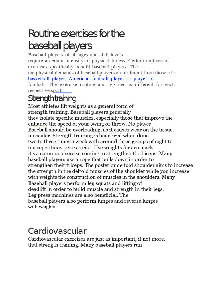 Routine Exercises For Baseball | PDF | Strength Training | Physical ...