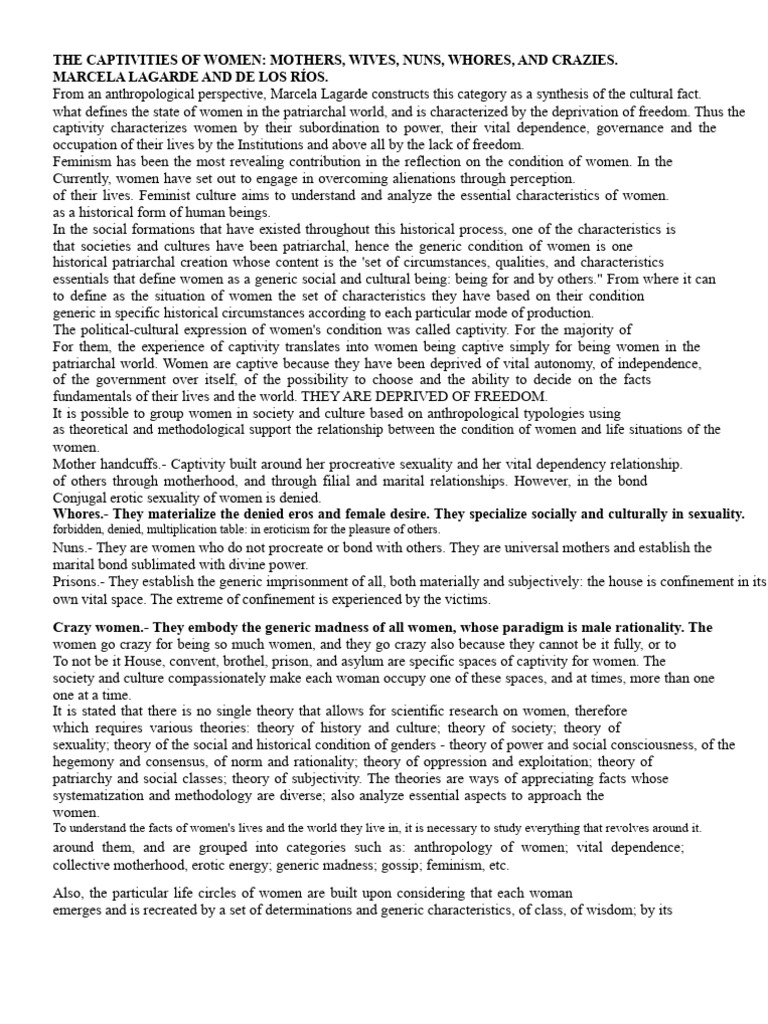Women's Captivity in Patriarchal Society | PDF | Marriage | Patriarchy