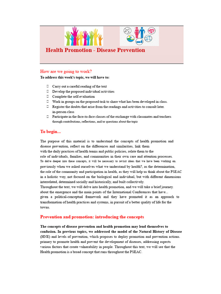 Health Promotion and Disease Prevention Guide | PDF | Health Promotion